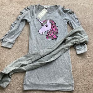 Girls size 8 sweater dress new with matching stockings